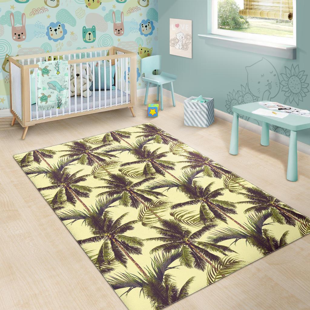 Vintage Palm Tree Pattern Print Area Rug GearFrost