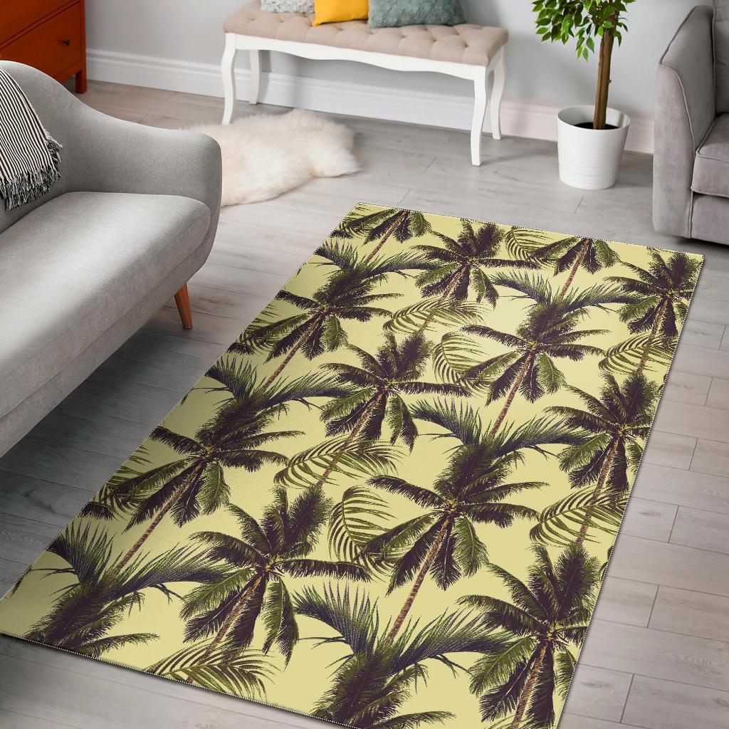Vintage Palm Tree Pattern Print Area Rug GearFrost