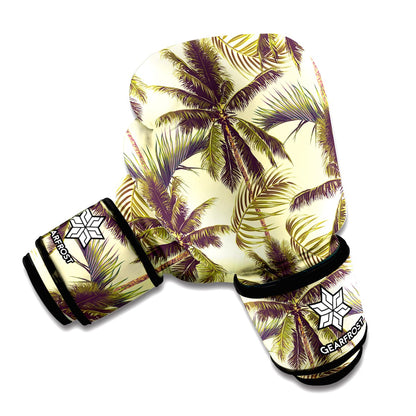 Vintage Palm Tree Pattern Print Boxing Gloves