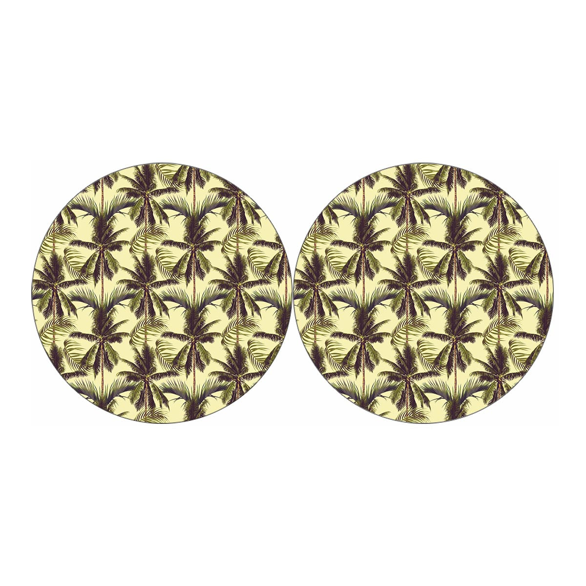 Vintage Palm Tree Pattern Print Car Coasters