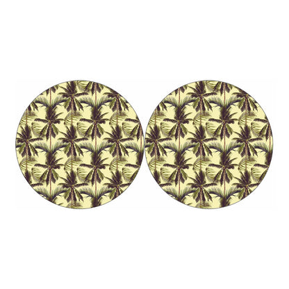 Vintage Palm Tree Pattern Print Car Coasters