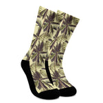 Vintage Palm Tree Pattern Print Crew Socks