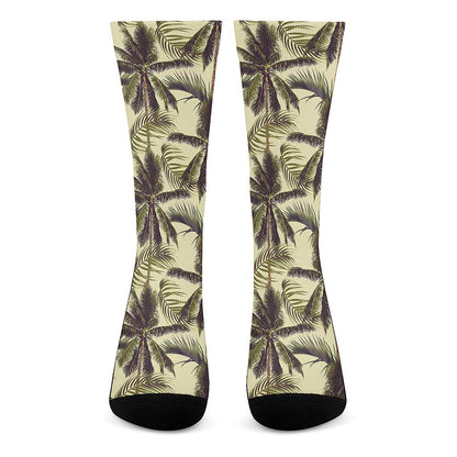 Vintage Palm Tree Pattern Print Crew Socks