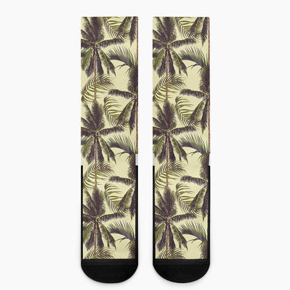 Vintage Palm Tree Pattern Print Crew Socks