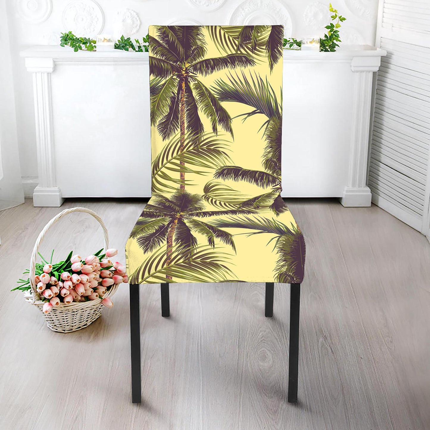 Vintage Palm Tree Pattern Print Dining Chair Slipcover