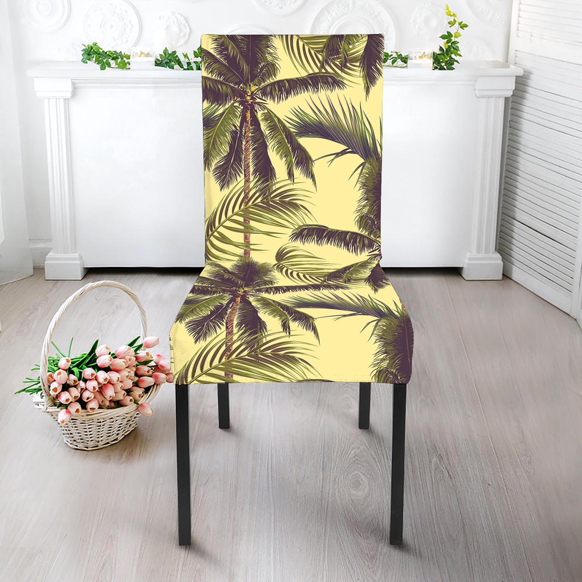 Vintage Palm Tree Pattern Print Dining Chair Slipcover