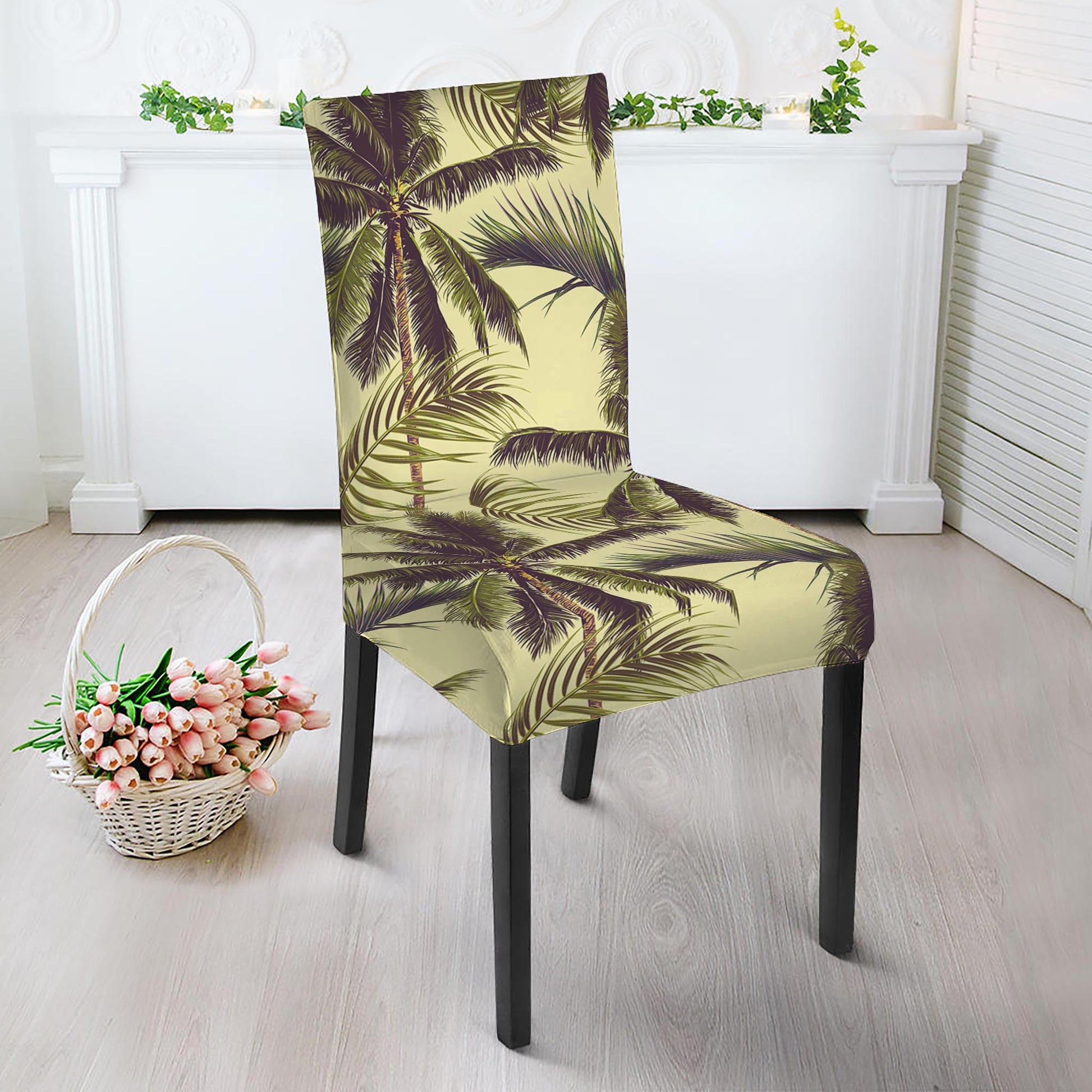 Vintage Palm Tree Pattern Print Dining Chair Slipcover