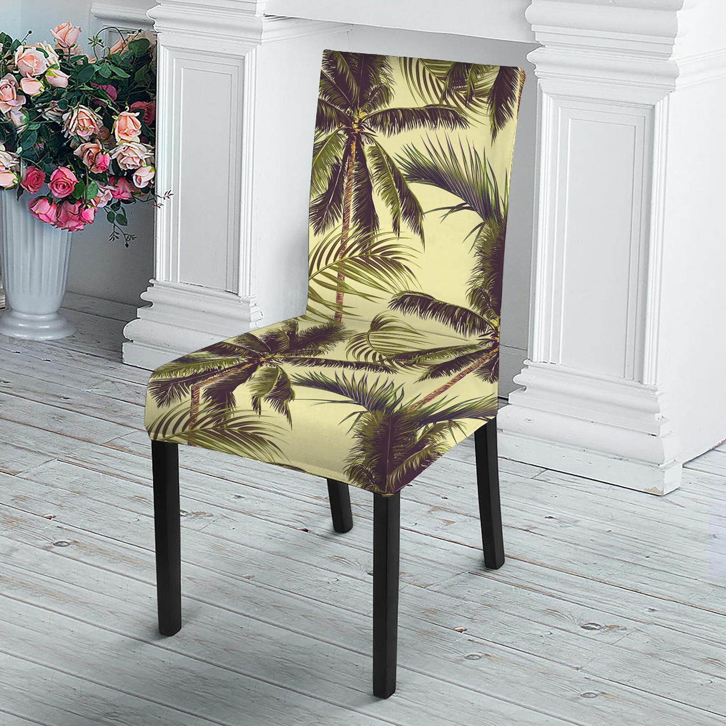 Vintage Palm Tree Pattern Print Dining Chair Slipcover