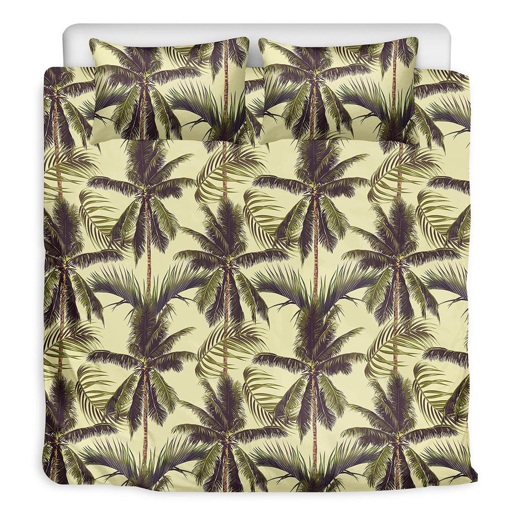 Vintage Palm Tree Pattern Print Duvet Cover Bedding Set