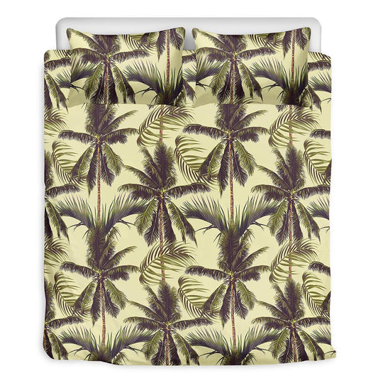 Vintage Palm Tree Pattern Print Duvet Cover Bedding Set