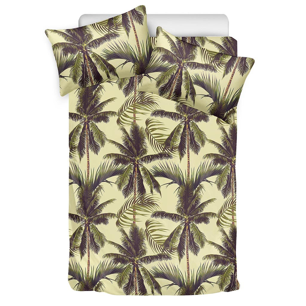 Vintage Palm Tree Pattern Print Duvet Cover Bedding Set