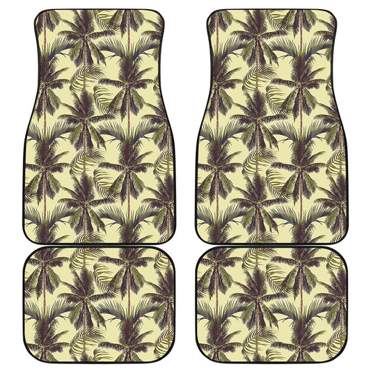 Vintage Palm Tree Pattern Print Front and Back Car Floor Mats