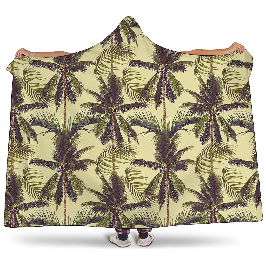 Vintage Palm Tree Pattern Print Hooded Blanket