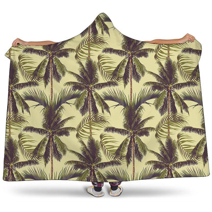Vintage Palm Tree Pattern Print Hooded Blanket
