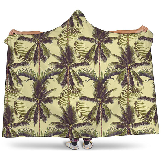 Vintage Palm Tree Pattern Print Hooded Blanket