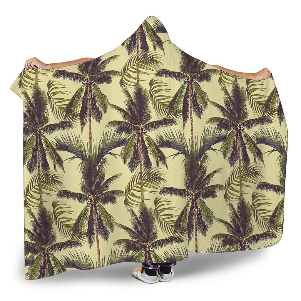 Vintage Palm Tree Pattern Print Hooded Blanket