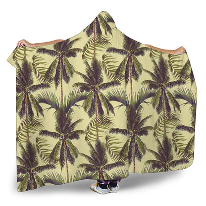Vintage Palm Tree Pattern Print Hooded Blanket