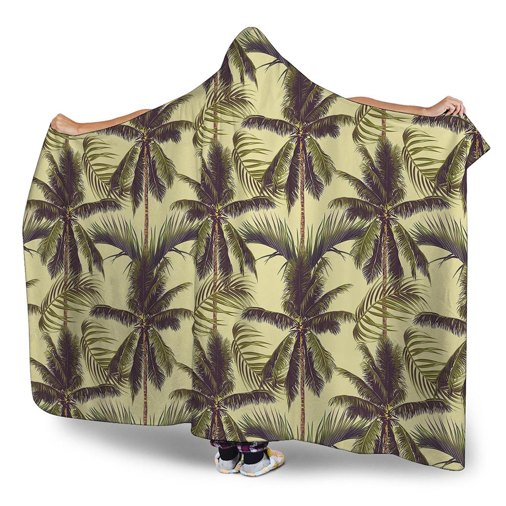 Vintage Palm Tree Pattern Print Hooded Blanket