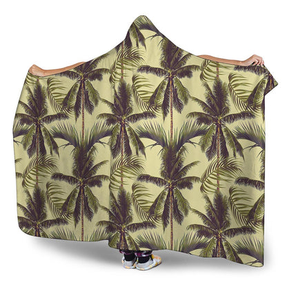 Vintage Palm Tree Pattern Print Hooded Blanket
