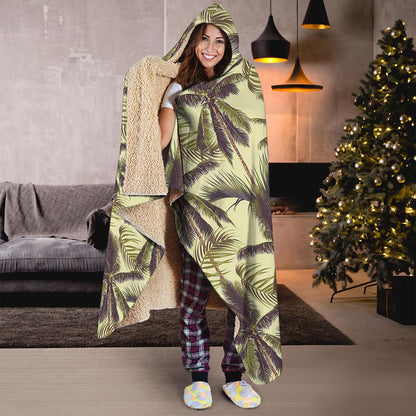 Vintage Palm Tree Pattern Print Hooded Blanket