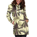 Vintage Palm Tree Pattern Print Pullover Hoodie Dress