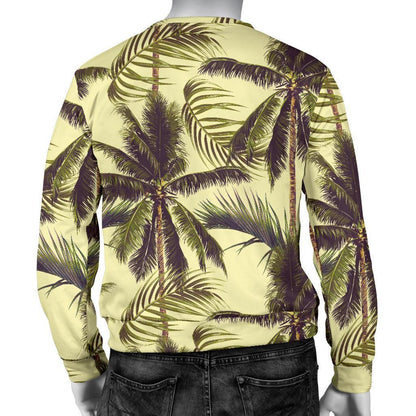 Vintage Palm Tree Pattern Print Men's Crewneck Sweatshirt GearFrost