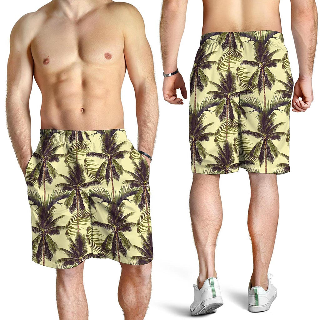 Vintage Palm Tree Pattern Print Men's Shorts