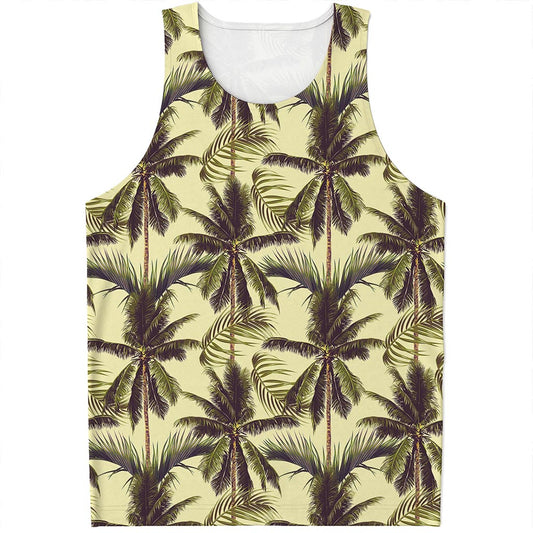 Vintage Palm Tree Pattern Print Men's Tank Top