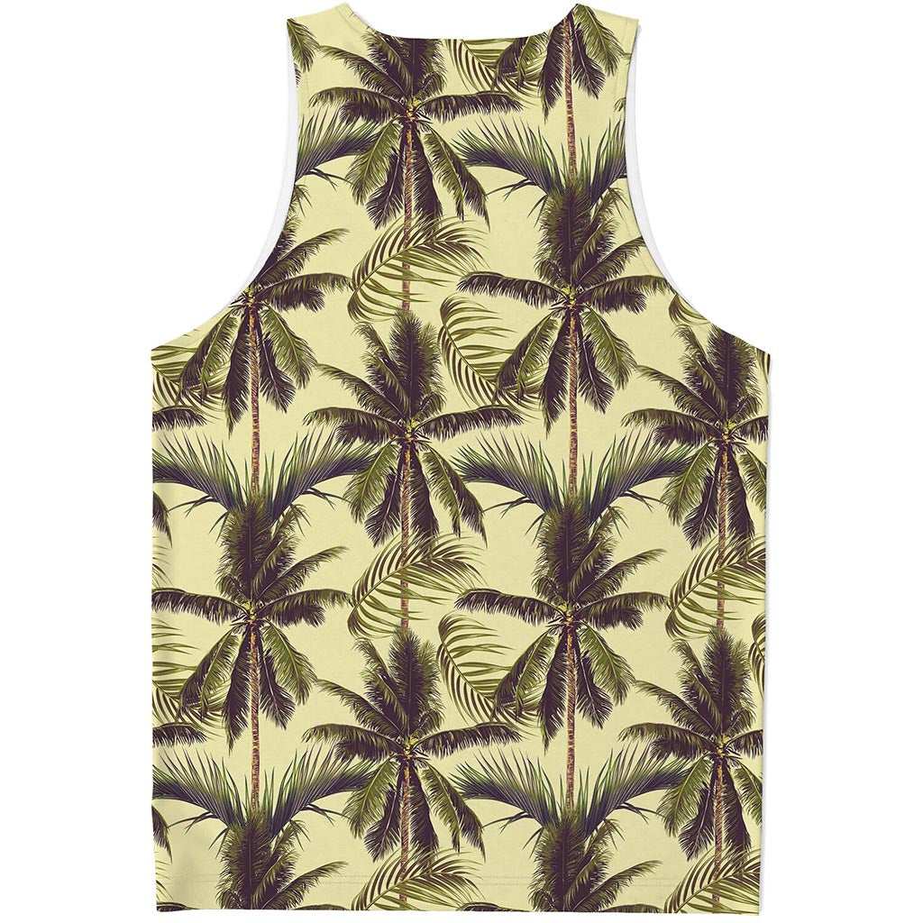 Vintage Palm Tree Pattern Print Men's Tank Top