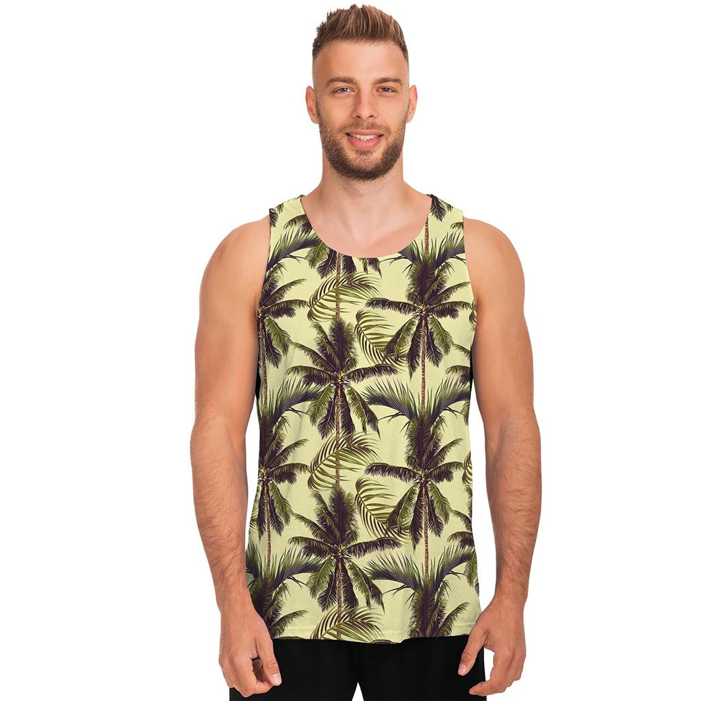 Vintage Palm Tree Pattern Print Men's Tank Top