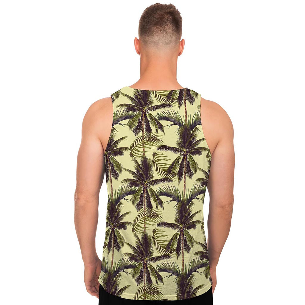 Vintage Palm Tree Pattern Print Men's Tank Top