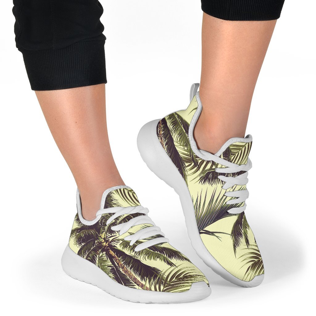 Vintage Palm Tree Pattern Print Mesh Knit Shoes GearFrost