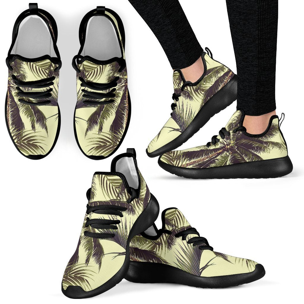 Vintage Palm Tree Pattern Print Mesh Knit Shoes GearFrost