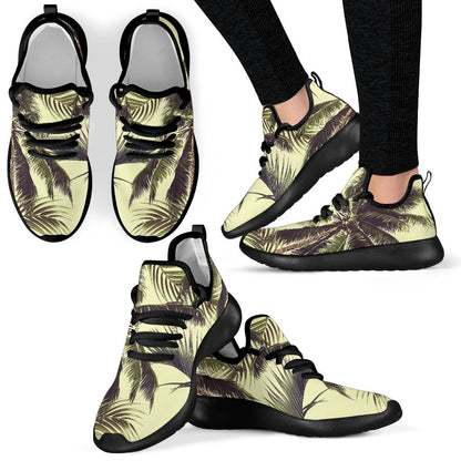 Vintage Palm Tree Pattern Print Mesh Knit Shoes GearFrost