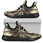 Vintage Palm Tree Pattern Print Mesh Knit Shoes GearFrost