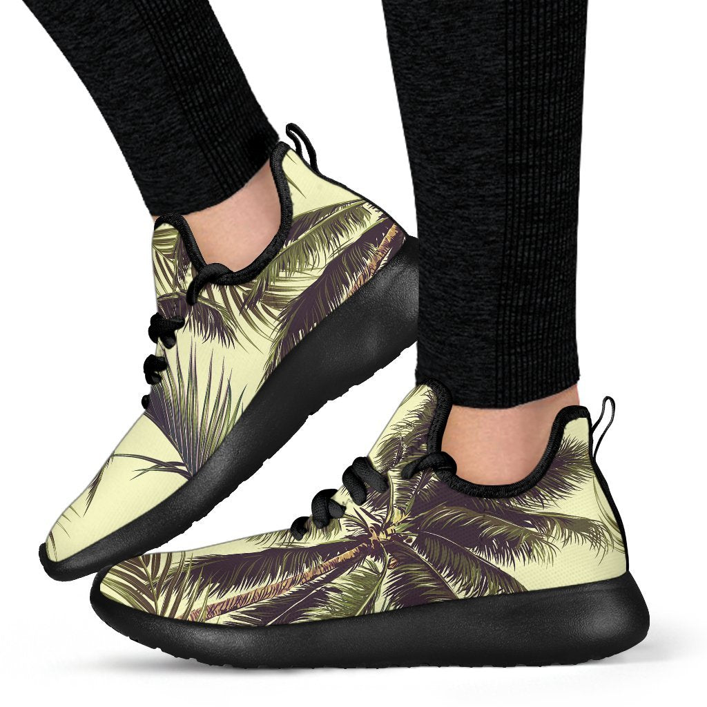 Vintage Palm Tree Pattern Print Mesh Knit Shoes GearFrost