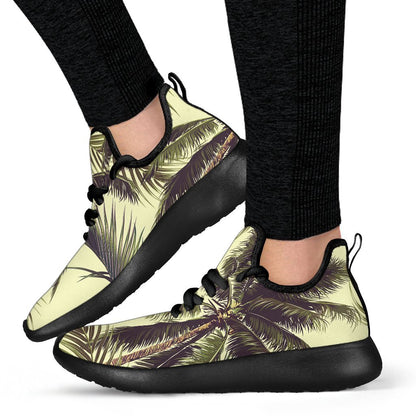 Vintage Palm Tree Pattern Print Mesh Knit Shoes GearFrost