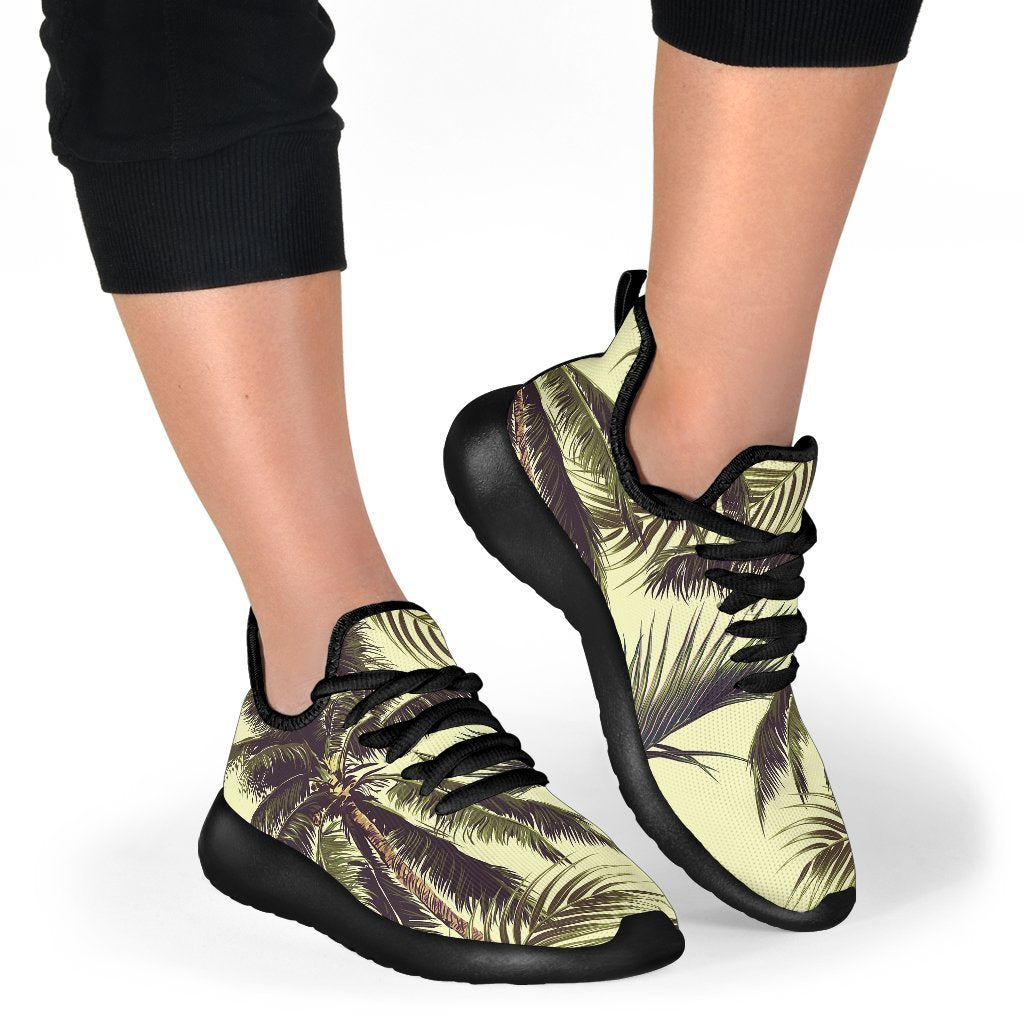 Vintage Palm Tree Pattern Print Mesh Knit Shoes GearFrost