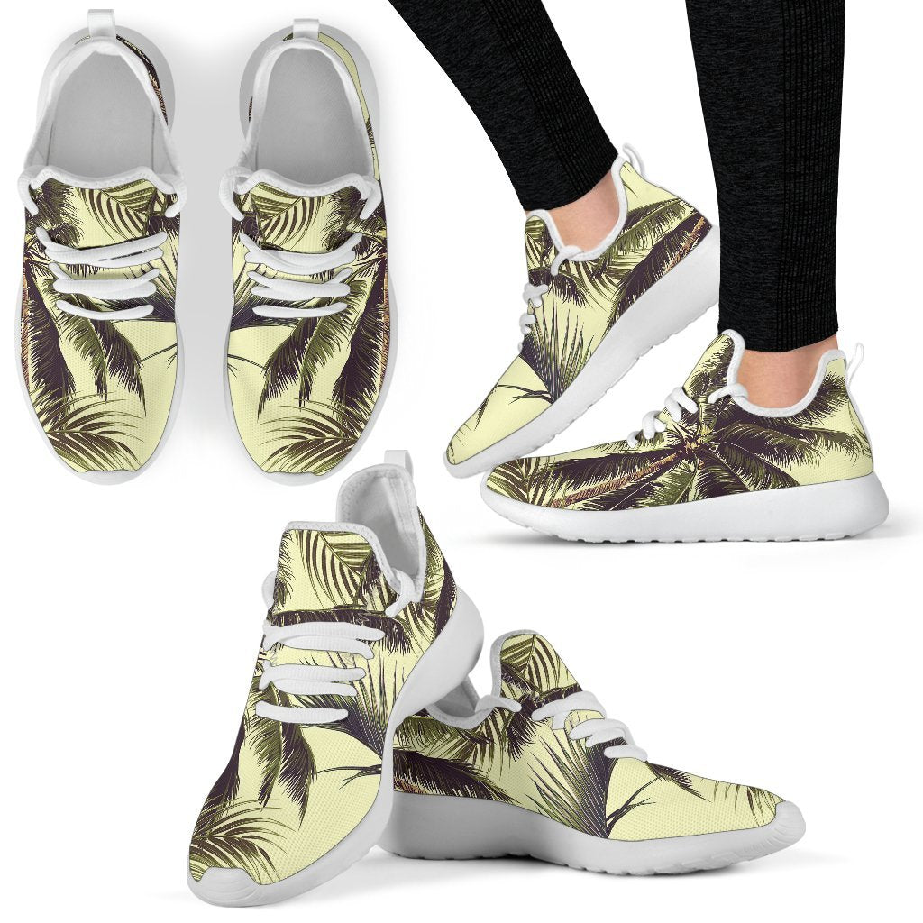 Vintage Palm Tree Pattern Print Mesh Knit Shoes GearFrost