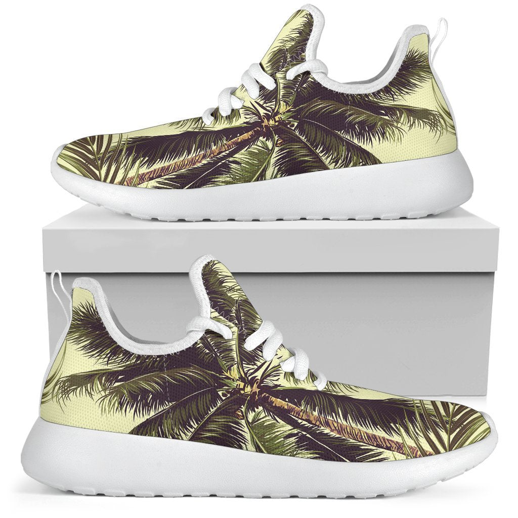 Vintage Palm Tree Pattern Print Mesh Knit Shoes GearFrost