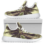 Vintage Palm Tree Pattern Print Mesh Knit Shoes GearFrost