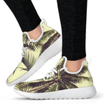 Vintage Palm Tree Pattern Print Mesh Knit Shoes GearFrost