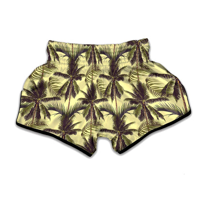 Vintage Palm Tree Pattern Print Muay Thai Boxing Shorts