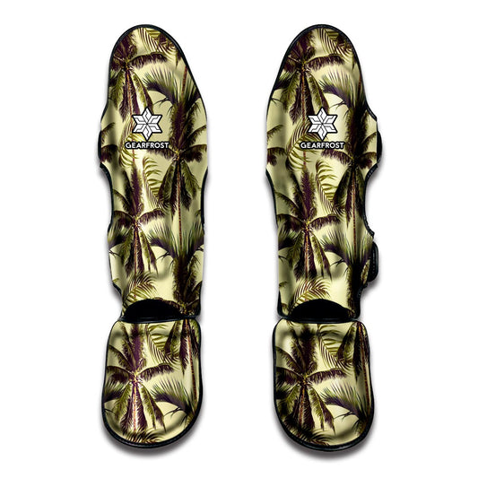 Vintage Palm Tree Pattern Print Muay Thai Shin Guard