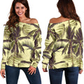 Vintage Palm Tree Pattern Print Off The Shoulder Sweatshirt