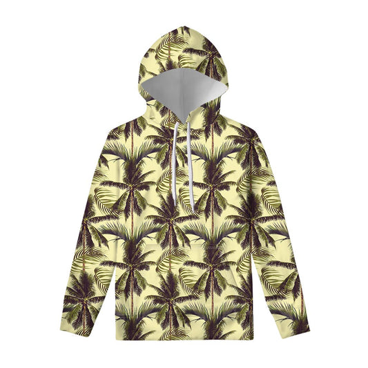 Vintage Palm Tree Pattern Print Pullover Hoodie
