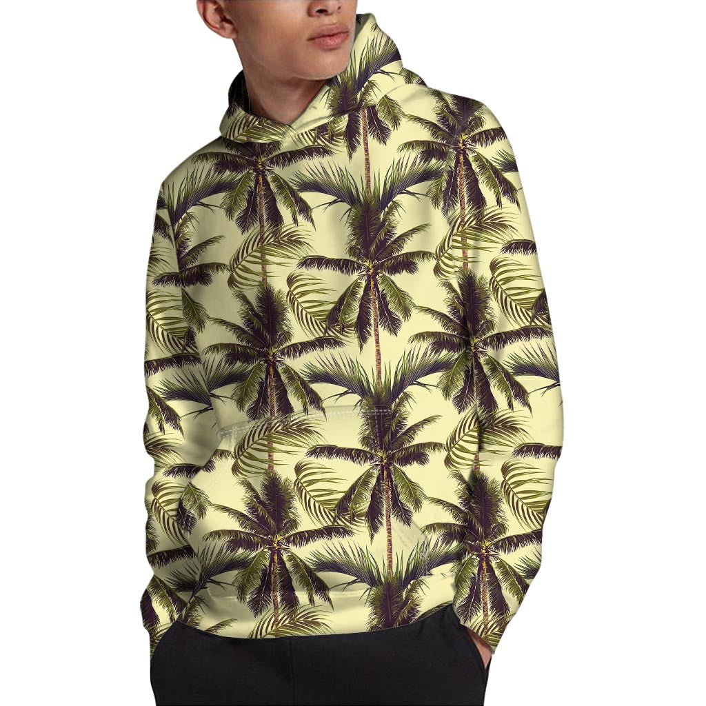 Vintage Palm Tree Pattern Print Pullover Hoodie