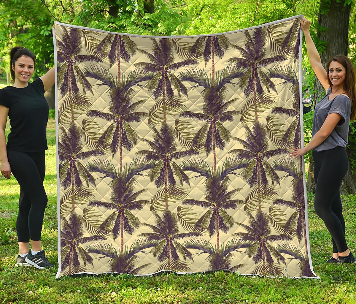 Vintage Palm Tree Pattern Print Quilt