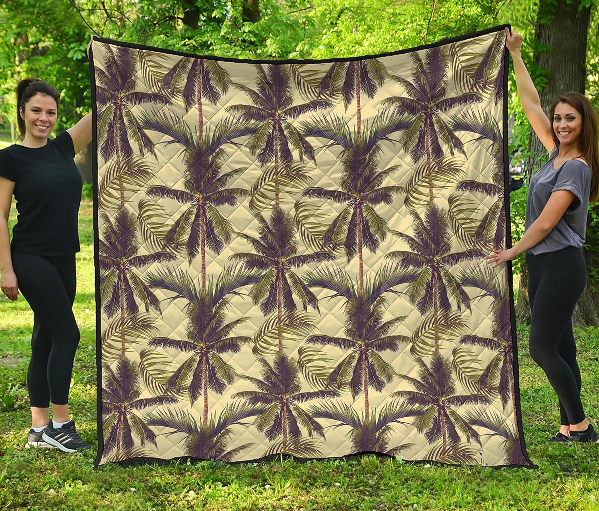 Vintage Palm Tree Pattern Print Quilt
