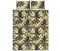Vintage Palm Tree Pattern Print Quilt Bed Set